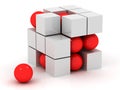 White cube and red sphere Royalty Free Stock Photo