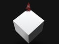 White cube slowly dissolving into red crystals Royalty Free Stock Photo