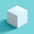 White cube with smooth edges placed on a light blue background. Royalty Free Stock Photo