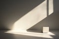 A White Cube in a Sunlit Room with Diagonal Shadows