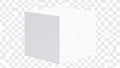 White cube on transparent background, three-dimensional geometric shape, isolated object. Royalty Free Stock Photo