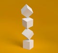 White cubes on each other over the orange background, abstract image wallpapper