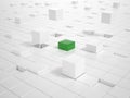 White Cubes and one green Cube building a Platform