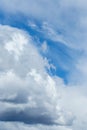 White cumulus clouds blue sky natural background weather change wind Royalty Free Stock Photo