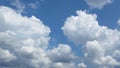 Beautiful white cumulus clouds in the blue sky. Weather forecast concept. Oxygen, environment. Royalty Free Stock Photo