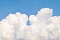 White cumulus clouds on cloudscape. Beautiful huge soft cloud formation in clear blue sky Royalty Free Stock Photo