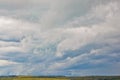 White cumulus clouds in the form of cotton wool on a blue sky. background, bright sky texture Royalty Free Stock Photo