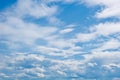 White cumulus clouds in the form of cotton wool on a blue sky. background, bright sky texture Royalty Free Stock Photo