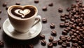 White cup of aromatic black coffee on wooden table. Generative AI Royalty Free Stock Photo