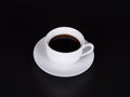 White cup black coffee on black backgroun Royalty Free Stock Photo