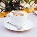 White cup with cappuccino Royalty Free Stock Photo