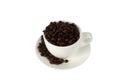 White cup with coffee beans Royalty Free Stock Photo