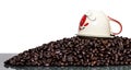 White cup coffee beans Royalty Free Stock Photo