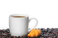 White cup of coffee and the croissant Royalty Free Stock Photo