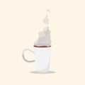 White Cup of coffee with soft smoke art flat design Royalty Free Stock Photo