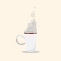 White Cup of coffee with soft smoke art flat design Royalty Free Stock Photo