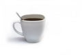 White cup of coffee with spoon on an isolated background. Black cappuccino drink in a bowl Royalty Free Stock Photo