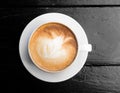 White cup of hot coffee latte Royalty Free Stock Photo