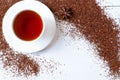 White cup of tasty traditional organic red rooibos Royalty Free Stock Photo