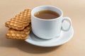 White cup of tea with biscuits Royalty Free Stock Photo