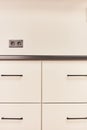 White cupboard with silver handles. Furniture Details Royalty Free Stock Photo