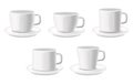 White cups isolated realistic set, package, coffee cups