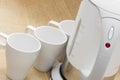 White cups and kettle