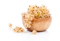 White currant fruit in a wood bowl