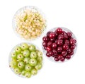 White currant, green gooseberry, cherry, in a bowl