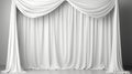 A white curtain draped over a stage. Generative AI image. Royalty Free Stock Photo