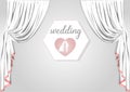 white curtain wedding scene day of love vector illustration