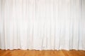 White curtain on windows and wooden floor Royalty Free Stock Photo