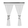 White curtains 3D with lambrequin, black cord and drape decoration Royalty Free Stock Photo