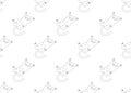 White Cute Cat Laying on Back Seamless Background. Vector Illustration..