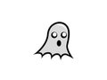 White Cute Ghost flying head for funny halloween for logo design illustration