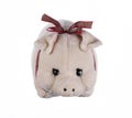 white cute plush soft toy pig isolated on white