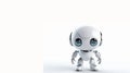 White, cute robot on a white background. Banner. The concept of future technology in the modern world is among us. AI Royalty Free Stock Photo