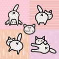 White Cutie Cat And Sexy Booty Cartoon - Vector