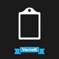 White Cutting board icon isolated on black background. Chopping Board symbol. Vector