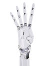 White Cyborg Hand Number Four Counting 3d Illustration
