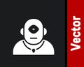 White Cyclops icon isolated on black background. Vector Royalty Free Stock Photo