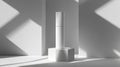 White Cylinder Display On Minimalist Platform Royalty Free Stock Photo