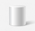White cylinder on isolated background. 3d object cylinder container design template