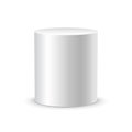 White cylinder on white background isolated. 3d object cylinder container design template
