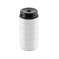White cylindrical container with black lid and segmented design isolated transparent background Royalty Free Stock Photo