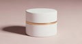 A white cylindrical container with a gold stripe on a pink background Royalty Free Stock Photo