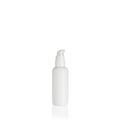 White cylindrical medium PEHD bottle container with white lotion pump on white background. Template of a bottle for cosmetics Royalty Free Stock Photo