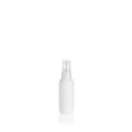 White cylindrical small PEHD bottle container with trasparent spray pump on white background. Packaging of antiseptic. Template of Royalty Free Stock Photo