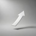 White 3D arrow pointing upward on a plain gray background. The arrow appears to be Royalty Free Stock Photo