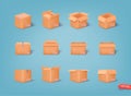 White 3d boxes set isolated on a blue background. Different shape cartoon boxes. Vector decoration element. 3D Web Vector Royalty Free Stock Photo